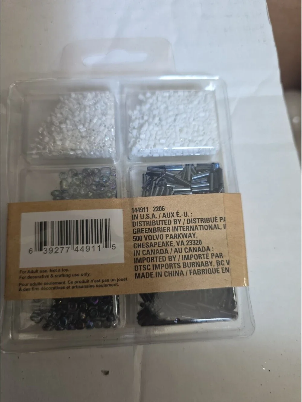 Crafters Square Assorted Glass Bead Set White Black And Iridescent